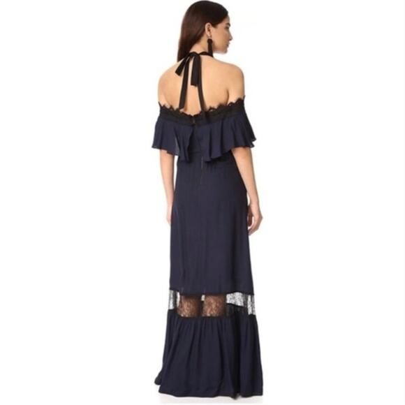 Alice + Olivia Mitsy Navy Blue Off-the-Shoulder Maxi Dress - Picture 2 of 10